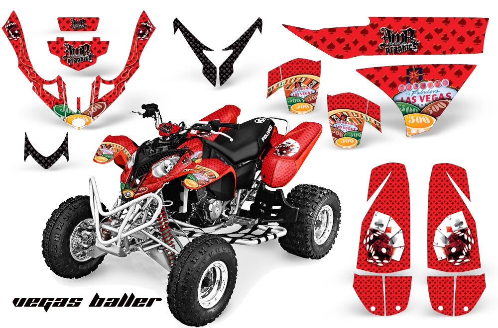 Polaris Predator 500 ATV Graphic Kit - 2002-2011 Vegas Baller Red