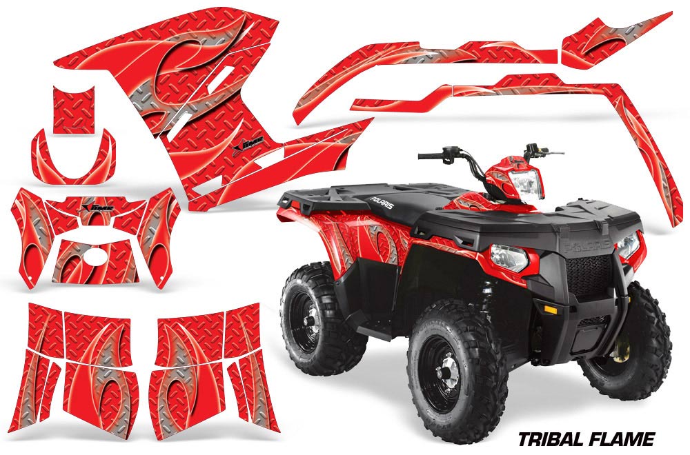 Polaris Sportsman 800 / 500 ATV Graphic Kit - 2011-2015 Tribal Flames Red