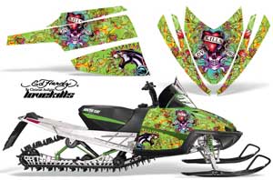 Arctic Cat M Series / Crossfire Sled Graphic Kit - All Years Ed Hardy - Love Kills Green