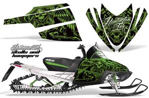 Arctic Cat M Series / Crossfire Sled Graphic Kit - All Years Skulls N Hammers Green
