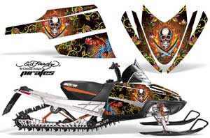 Arctic Cat M Series / Crossfire Sled Graphic Kit - All Years Ed Hardy - Pirates Orange