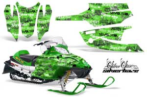 Arctic Cat Firecat F5 / F6 / F7 Sled Graphic Kit - 2003-2006 Silver Star - Silverhaze Green
