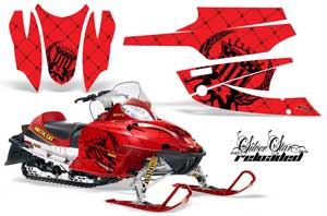 Arctic Cat Firecat F5 / F6 / F7 Sled Graphic Kit - 2003-2006 Silver Star - Reloaded Red