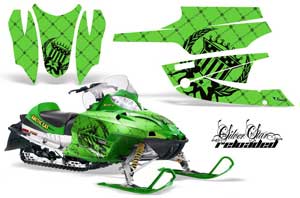 Arctic Cat Firecat F5 / F6 / F7 Sled Graphic Kit - 2003-2006 Silver Star - Reloaded Green
