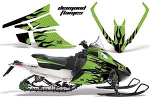 Arctic Cat F Z1 Series Sled Graphic Kit - All Years Diamond Flames Green