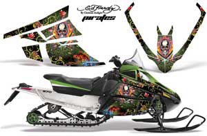 Arctic Cat F Z1 Series Sled Graphic Kit - All Years Ed Hardy - Pirates Green