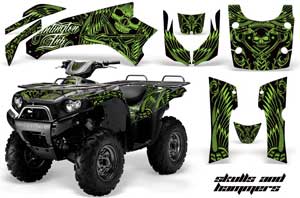 Kawasaki Brute Force 650i 4x4 ATV Graphic Kit - 2004-2012 Skulls and Hammers Green