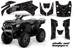 Kawasaki Brute Force 750 / 750i ATV Graphic Kit - 2005-2011 Skulls and Hammers Silver