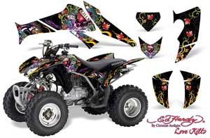 Honda TRX 250EX / 250R / 250X ATV Graphic Kit - 2006-2018 Ed Hardy - Love Kills Red