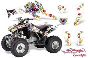 Honda TRX 250EX / 250R / 250X ATV Graphic Kit - 2006-2018 Ed Hardy - Love Kills White