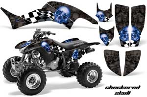 Honda TRX 400EX ATV Graphic Kit - 1999-2007 Checkered Skulls Blue
