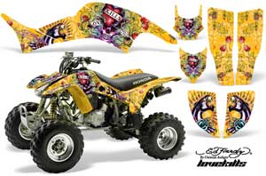 Honda TRX 400EX ATV Graphic Kit - 1999-2007 Ed Hardy - Love Kills Yellow