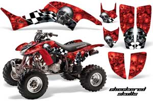 Honda TRX 400EX ATV Graphic Kit - 1999-2007 Checkered Skulls Red