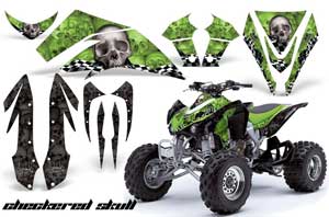 Kawasaki KFX 450 ATV Graphic Kit - 2008-2015 Checkered Skull Green