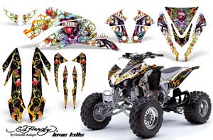 Kawasaki KFX 450 ATV Graphic Kit - 2008-2015 Ed Hardy - Love Kills White