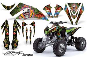 Kawasaki KFX 450 ATV Graphic Kit - 2008-2015 Ed Hardy - Pirates Green