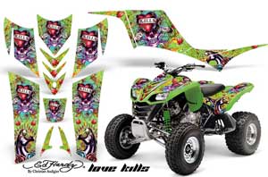 Kawasaki KFX 700 ATV Graphic Kit - 2004-2009 Ed Hardy - Love Kills Green