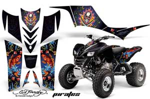 Kawasaki KFX 700 ATV Graphic Kit - 2004-2009 Ed Hardy - Pirates Blue