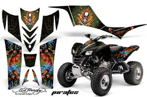 Kawasaki KFX 700 ATV Graphic Kit - 2004-2009 Ed Hardy - Pirates Green