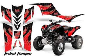 Kawasaki KFX 700 ATV Graphic Kit - 2004-2009 Tribal Flames Red