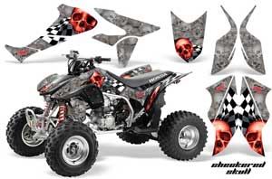 Honda TRX 450R ATV Graphic Kit - 2004-2016 Checkered Skull Red