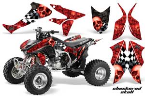 Honda TRX 450R ATV Graphic Kit - 2004-2016 Checkered Skull Red