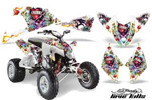 Polaris Outlaw 450 / 500 / 525 ATV Graphic Kit - 2009-2012 Ed Hardy - Love Kills White