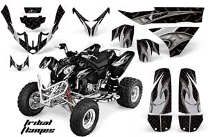 Polaris Predator 500 ATV Graphic Kit - 2002-2011 Tribal Flames Silver