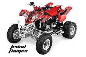 Polaris Predator 500 ATV Graphic Kit - 2002-2011 Tribal Flames Red