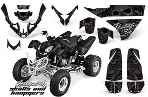 Polaris Predator 500 ATV Graphic Kit - 2002-2011 Skulls and Hammers Silver
