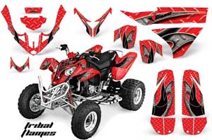 Polaris Predator 500 ATV Graphic Kit - 2002-2011 Tribal Flames Red