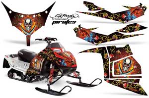 Polaris IQ Race 600 Sled Graphic Kit - All Years Ed Hardy - Pirates Red