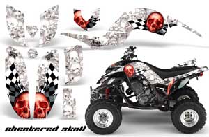 Yamaha Raptor 660 ATV Graphic Kit - 2001-2005 Checkered Skull Red
