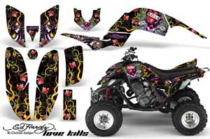 Yamaha Raptor 660 ATV Graphic Kit - 2001-2005 Ed Hardy - Love Kills Black