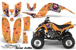 Yamaha Raptor 660 ATV Graphic Kit - 2001-2005 Ed Hardy - Love Kills Orange