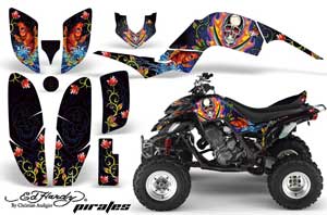 Yamaha Raptor 660 ATV Graphic Kit - 2001-2005 Ed Hardy - Pirates Blue