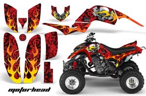 Yamaha Raptor 660 ATV Graphic Kit - 2001-2005 Motorhead Red