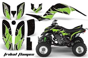 Yamaha Raptor 660 ATV Graphic Kit - 2001-2005 Tribal Flames Green