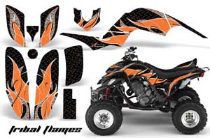 Yamaha Raptor 660 ATV Graphic Kit - 2001-2005 Tribal Flames Orange