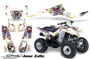 Suzuki LTZ 250 ATV Graphic Kit - 2004-2011 Ed Hardy - Love Kills White