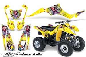 Suzuki LTZ 250 ATV Graphic Kit - 2004-2011 Ed Hardy - Love Kills Yellow