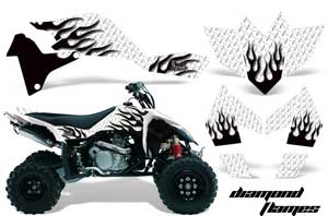Suzuki LTR 450 ATV Graphic Kit - 2006-2009 Diamond Flames White