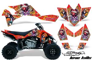 Suzuki LTR 450 ATV Graphic Kit - 2006-2009 Ed Hardy - Love Kills Red