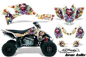 Suzuki LTR 450 ATV Graphic Kit - 2006-2009 Ed Hardy - Love Kills White