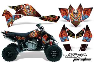 Suzuki LTR 450 ATV Graphic Kit - 2006-2009 Ed Hardy - Pirates Red