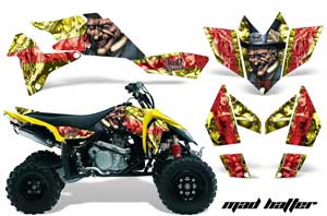 Suzuki LTR 450 ATV Graphic Kit - 2006-2009 Mad Hatter Yellow