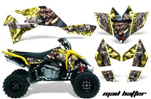 Suzuki LTR 450 ATV Graphic Kit - 2006-2009 Mad Hatter Yellow