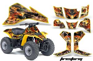 Suzuki QuadSport LT 80 ATV Graphic Kit - 1987-2006 Firestorm Yellow