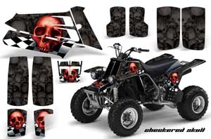 Yamaha Banshee 350 (Full Bore Plastics) ATV Graphic Kit - All Years Checkered Skull Red