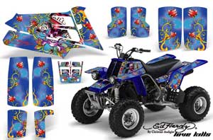 Yamaha Banshee 350 (Full Bore Plastics) ATV Graphic Kit - All Years Ed Hardy - Love Kills Blue